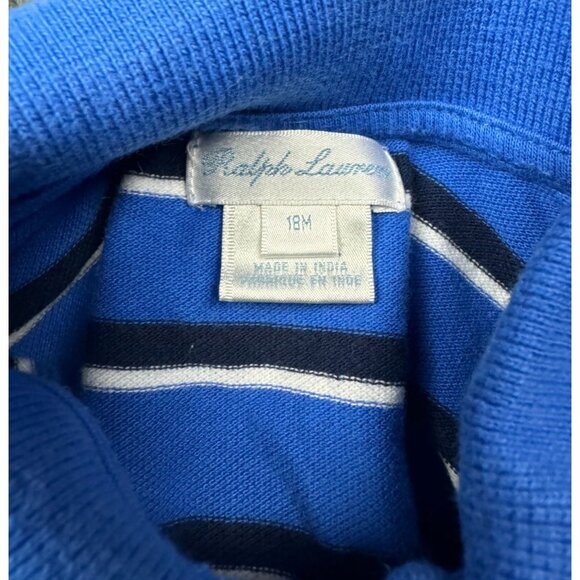 Ralph Lauren Baby Boys 18M Blue & White Striped Polo Shirt 100% Cotton - Picture 5 of 6